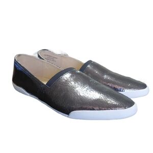 Frye Melanie Pewter Leather Slip On Sneaker Women's Size 9 Metallic Fats